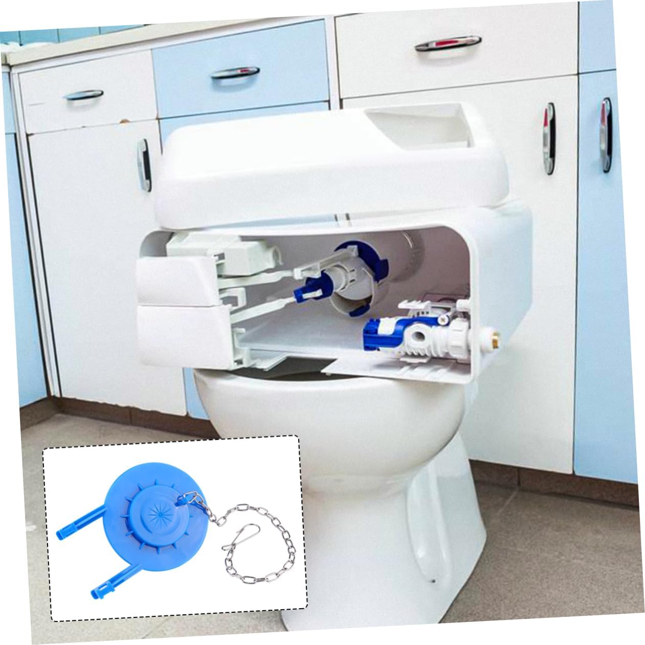 Blue PVC Toilet Flapper for Bathroom Home Water Saving Replacement | Easy Install, Replaces Old Tank Seal Parts, Single Flush Design, Toilet Drain Valve Accessory for Indoor Use