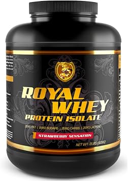 RSN Royal 100% Isolate Protein Powder | 27g Protein Isolate | 0 Sugar | 1g Carbs | 5 lbs | 76 Servings Strawberry Sensation