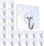 Flying swallow 20 Pièces Crochet Adhésif Transparent Autocollants Crochet Murale Salle de Bain Porte Serviette Imperméable pour Chambre Salle de Bain Cuisine Plafond accrocher des Peignoirs