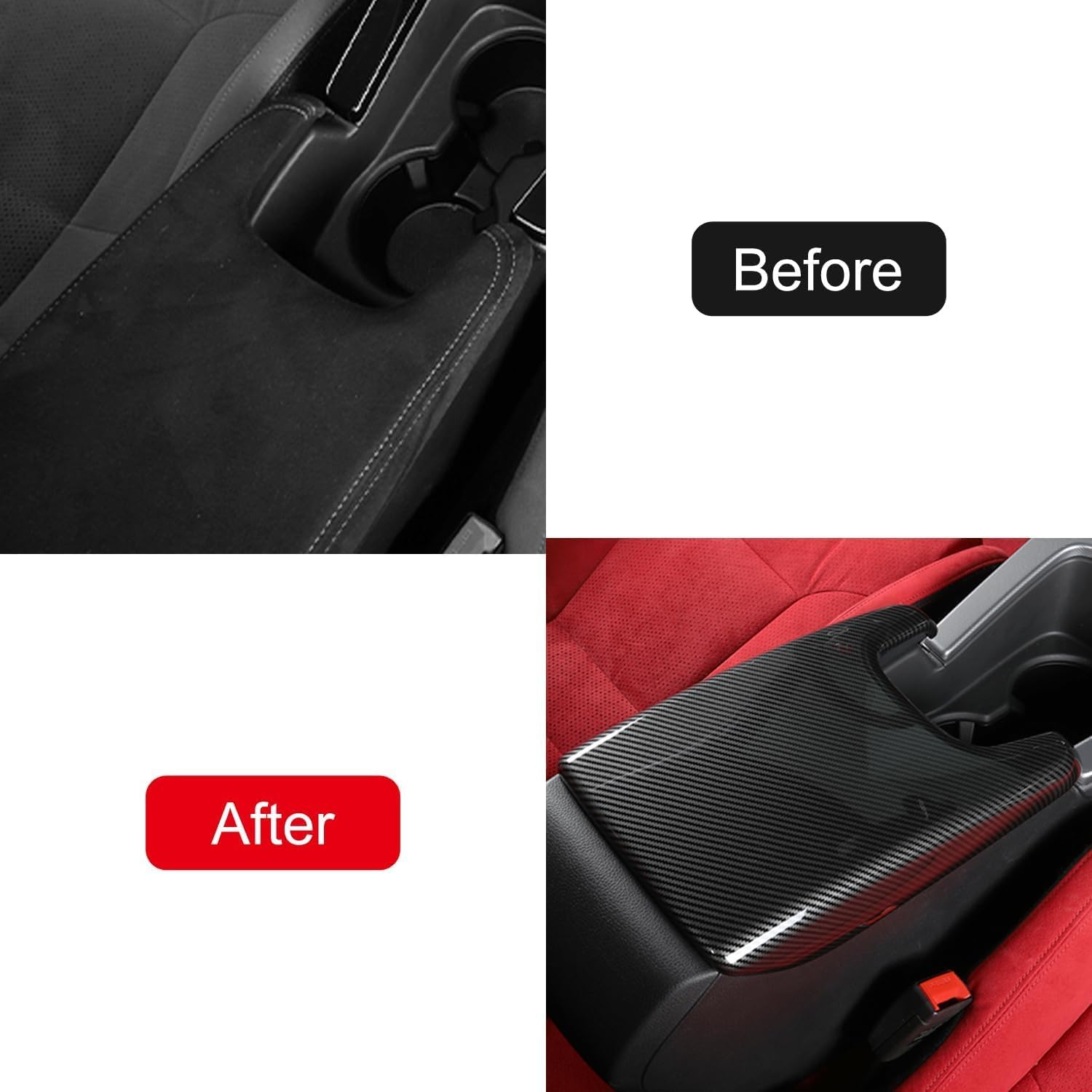HIGH FLYING for Honda Civic 11th Gen. 2022 2023 2024 2025 Car Center Console Armrest Box Case Lid Protecitve Overlay Cover Trim ABS 1PC (ONLY Fit Manual Transmission (Carbon Fiber)