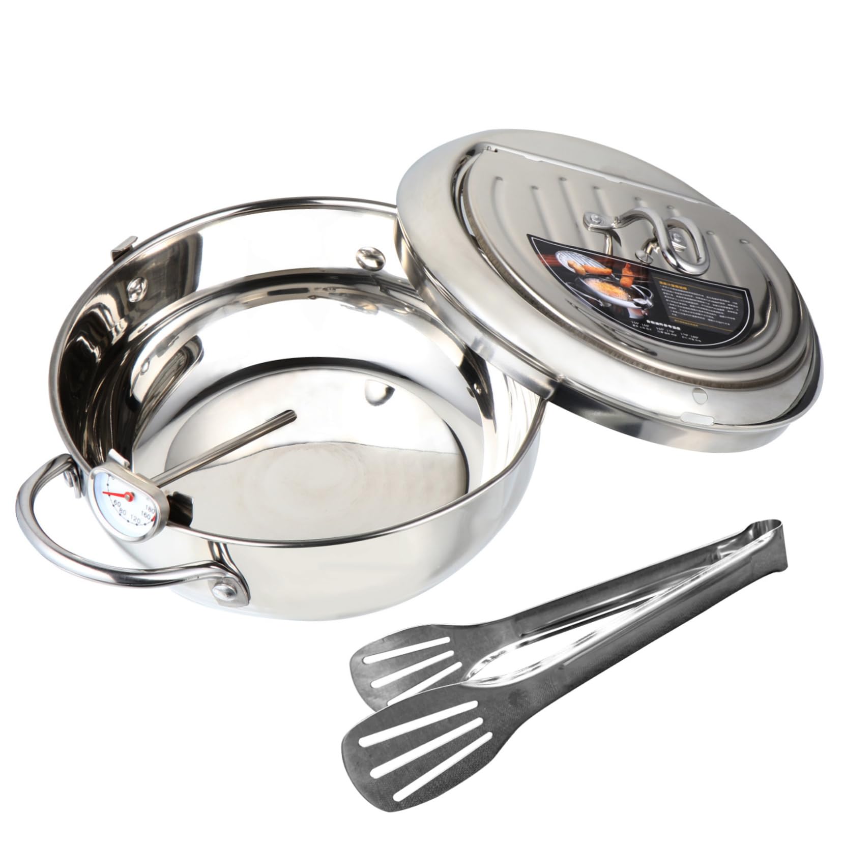 CIYODO Japanese Frying Pan Tempura Frying Pot Thermometer Deep Fryer Stove Compatible Nonstick Pot