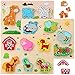 Micovay 3D Kinder Tier Holzpuzzle Steckpuzzle für Kinder 3 4 5 Jahre, 3 Pack Holzpuzzle mit Nutztieren/ Waldtieren/ Insekten Montessori Lernspielzeug Motorikschleife Spielzeug für Jungen und Mädchen