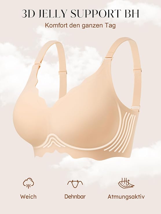SHARICCA Smooth Bra Women's Without Underwire Deep V-Neck Push Up Bras Bralette Soft Comfortable Bra Non-Wired Bustier