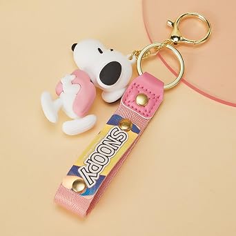 MINISO Snoopy Keychain Peanuts Bag Backpack Handbag Charm Collection Cute Key Chain for Car Keys Birthday Gifts