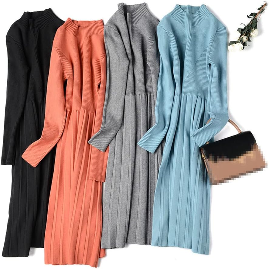 Zetieny Wintertrui-jurk voor dames, tuniekjurk met lange mouwen, casual gebreide jurken, elegant voor herfst en winter, Groen, 3XL