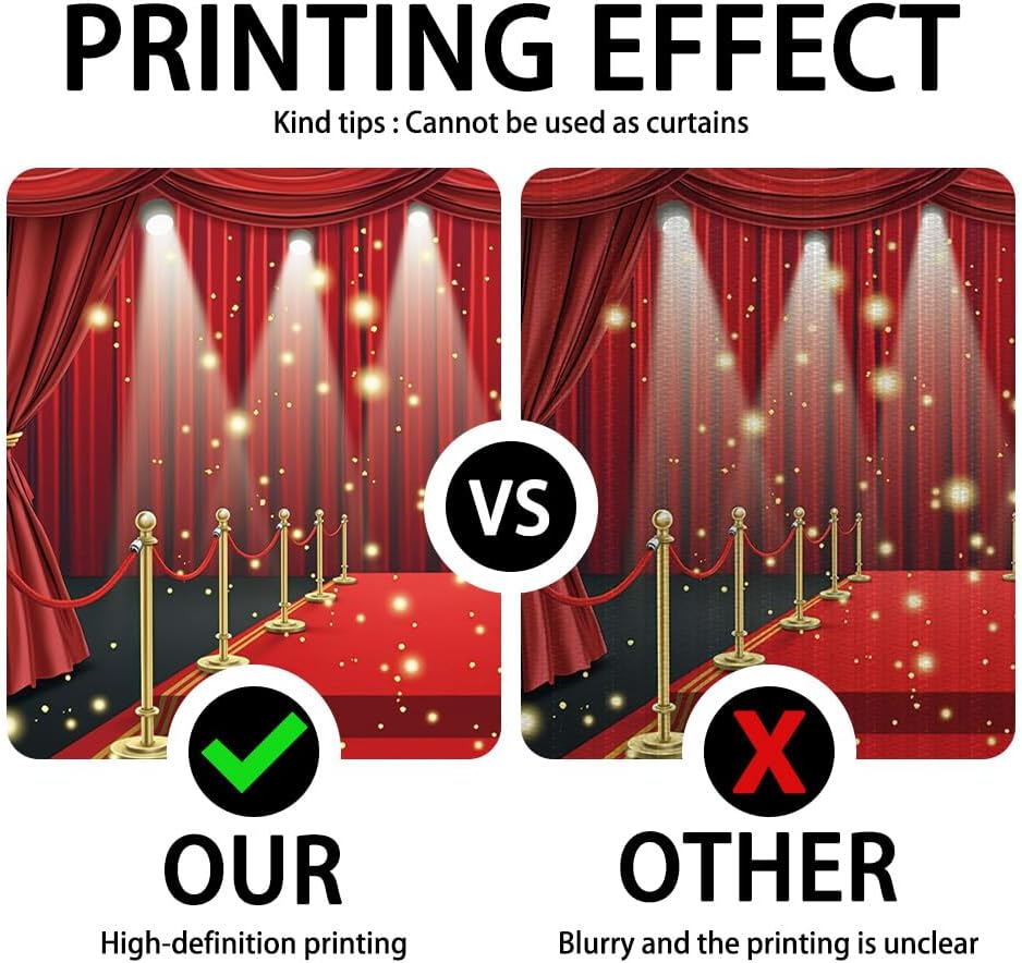 7x5FT Red Carpet Stage Photo Backdrop Award Ceremony Stars Glitter Fashion Show Photography Background VIP Party Movie Night Prom Graduation Wedding Decor Supplies Props Banner