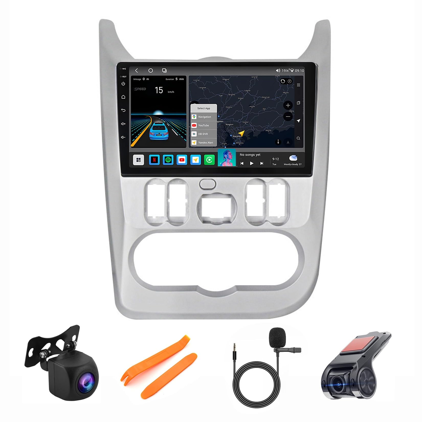 Pantalla táctil de 10" Android 12 para Renault Logan 2009-2015 con GPS y Carplay integrado