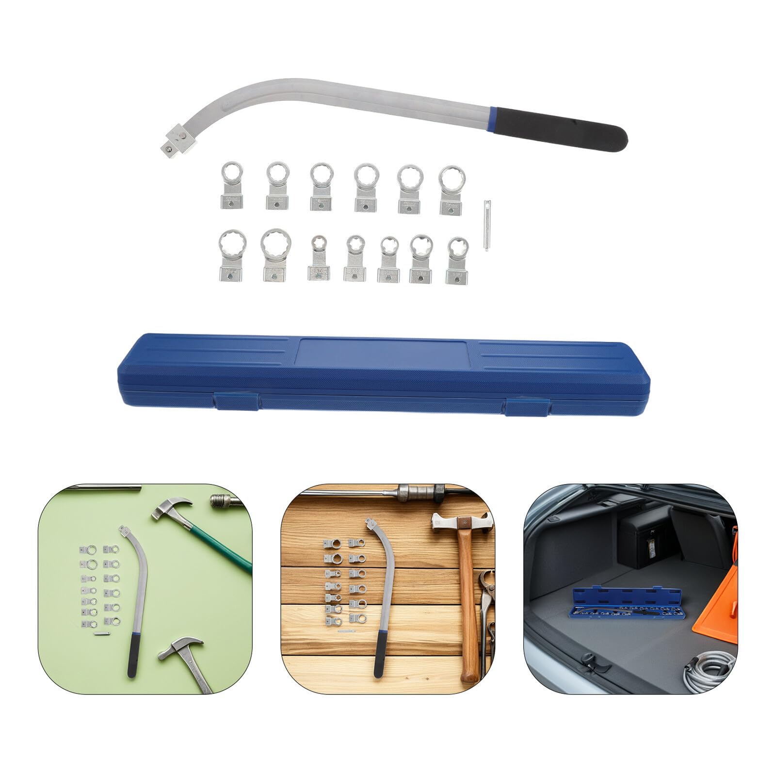 NUOBESTY Juego de 15 Herramientas para Tensor de Correa Serpentina Ajustable Extractor E Instalador de Poleas para Reparación Automotriz Kit Profesional para Mantenimiento de Motor y