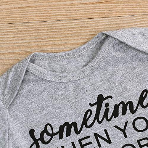 Mini honey 2Pcs Infant Twins Baby Boys Girls Short Sleeve Letter Print Romper Bodysuit Summer Outfit Clothes (0-3 Months, Gray)