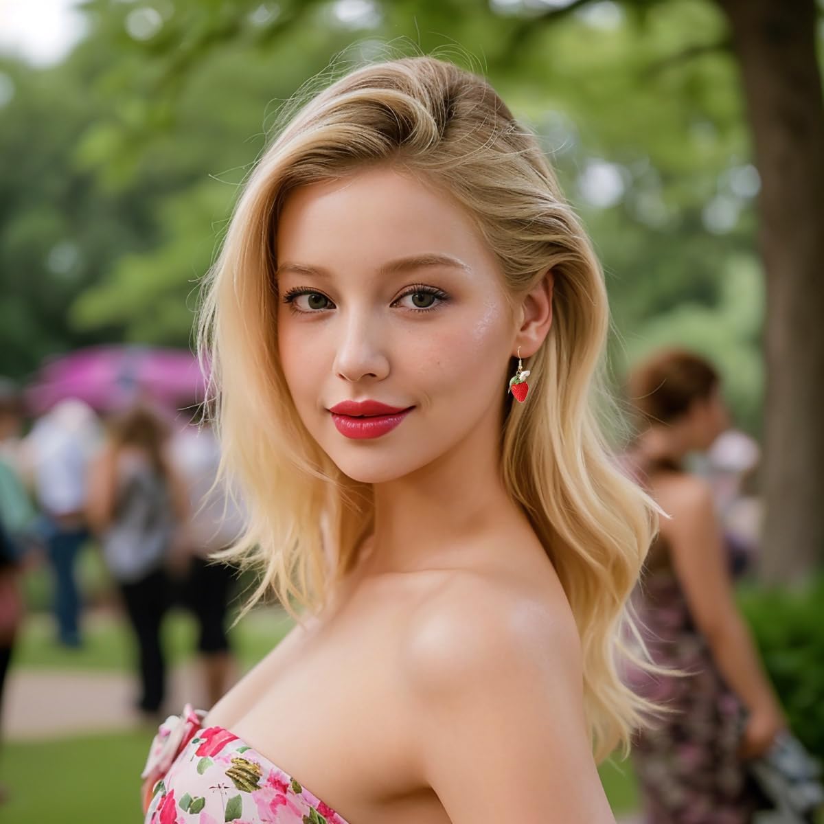 Strawberry Earrings for Women, Sterling Silver Hypoallergenic for Sensitive Ears, Fruit Flower Dangle Earrings Pink Red Valentine Trendy Jewelry, Aretes de corazón - Image 2