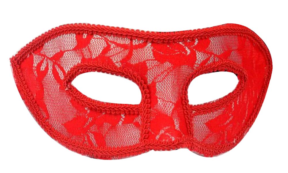 AZYOUNGMen's Black White Red Translucent Masquerade Simple Fashion Half Face Mask