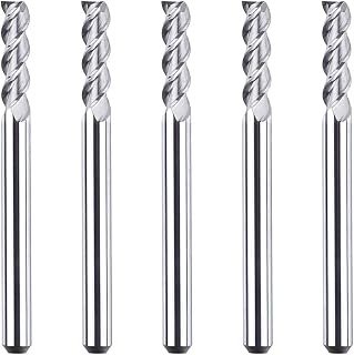 SpeTool 1/8 End Mills for Aluminum 3 Flutes CNC Spiral Router Bits for Aluminum Cut Non-Ferrous Metal Upcut 1.5 inches Long 5 Pieces