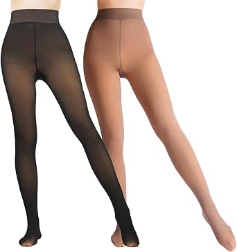Caprilite Women Fleece Lined Tights-Fake Translucent Leggings High Waist Pantyhose Sheer Thick Warm Tights For Women
