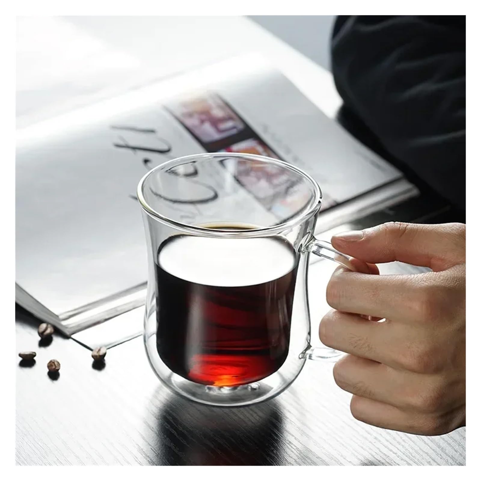 Odporne na ciepło podwójne szklane kubki do kawy, ręcznie robiony kubek do herbaty (220 ml, 2 szt.)