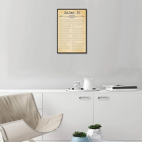 Miniatura 4 de Salmo 91 En Español Para Pared Versículo de la Biblia Arte de Pared Escritura Escritura Enmarcado Salmo bíblico 91 Pintura en lienzo Sala de oración