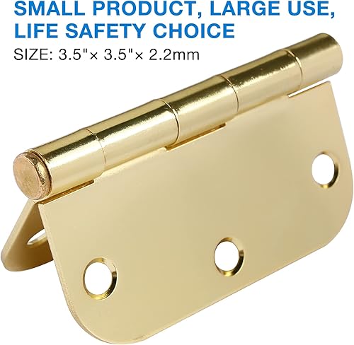 Vista 75 de Bisagras de puerta de latón satinado de 3.5 x 3.5 pulgadas, bisagras de puerta doradas interiores para puertas, paquete de 12 bisagras de puerta