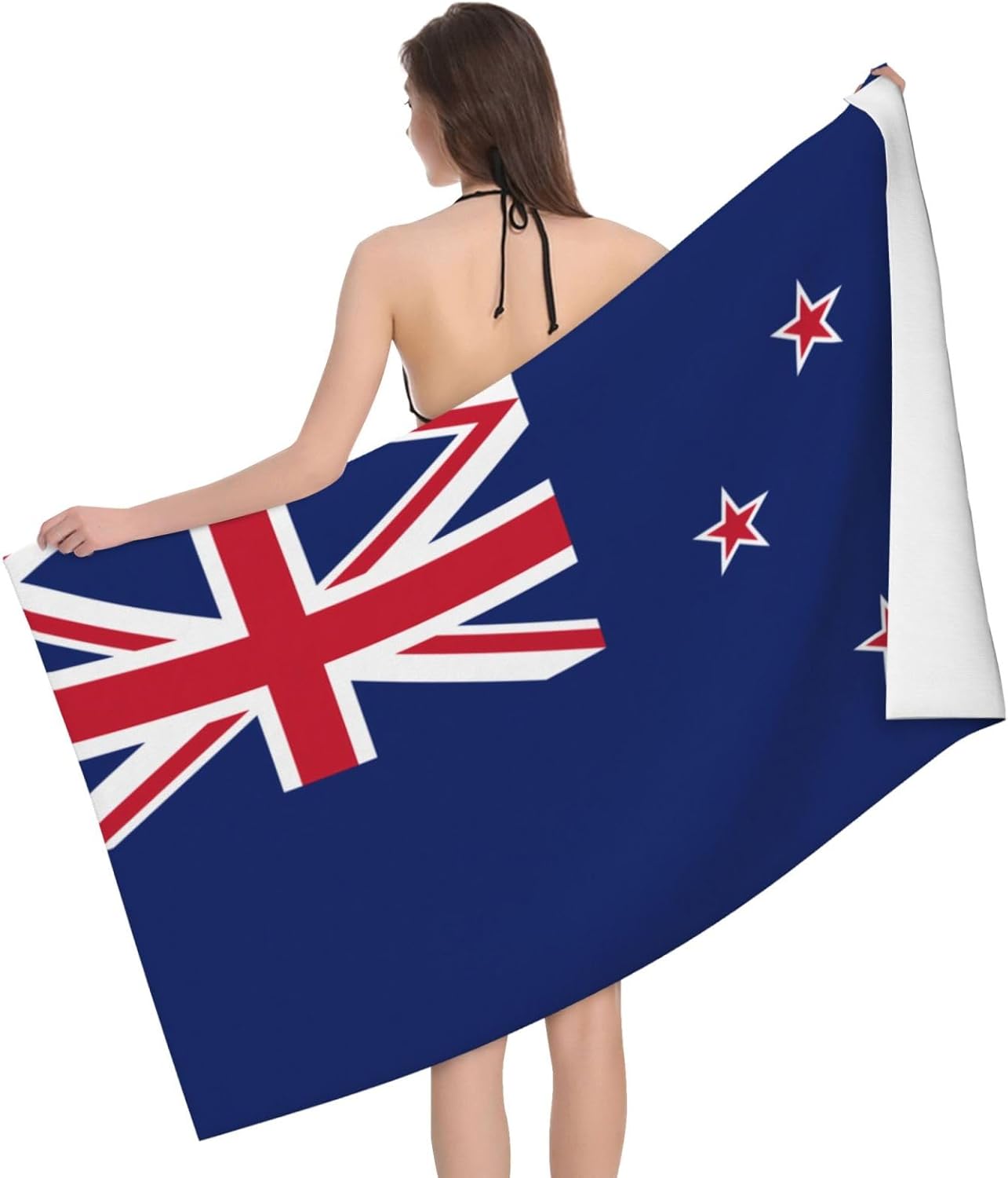 New Zealand Flag Printed Beach Towels Absorbent Bathroom Bath Towels Suitable for Bathroom and Outdoor Travel