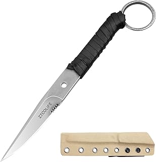 ZTCOLIFE Hunting Knife,Fixed-Blade Hunting Knives Multifunctional Survival Knife,2.6 Inch Blade Strong and Sharp Stainless Steel with Hard Molded Nylon Sheath For Outdoor Hunting Camping Fishing Hiking Self Defenses Field Survival White