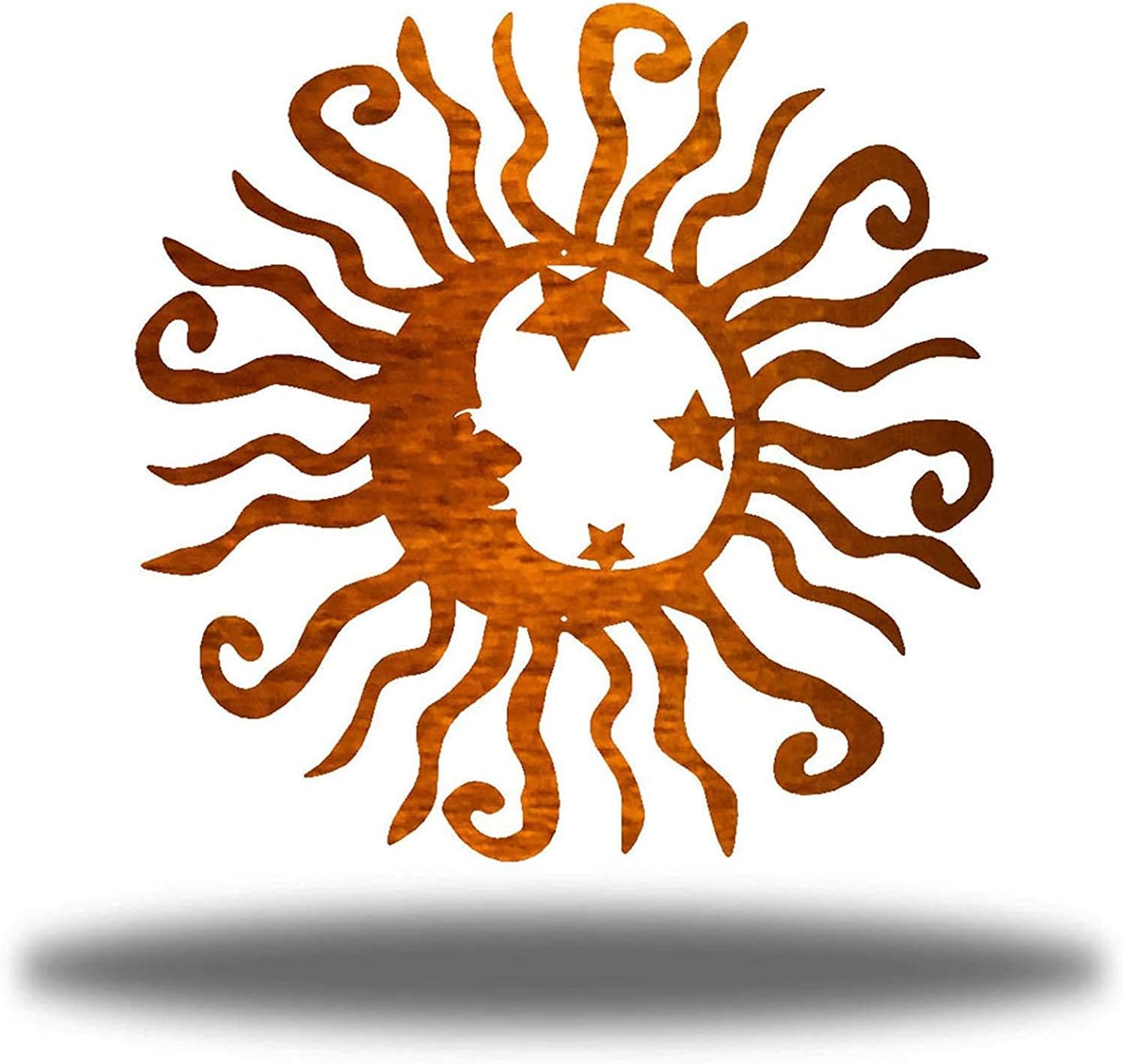 OAQZGBVK Wacky Solar Moon Sun Wall Art Decor Outdoor Shiny Polished Metal Steel Cracked Mosaic Crescent Plaque Ornaments Imports Ramadan Calligraphy Decoration Home Active Reflective Gifts (Orange)