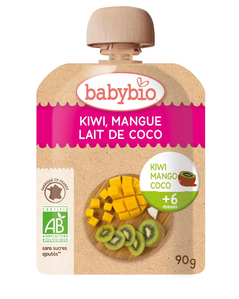 BABYBIO - Bolsita de fruta - Kiwi, Mango y bebida de coco - Desde 6 meses - BIO