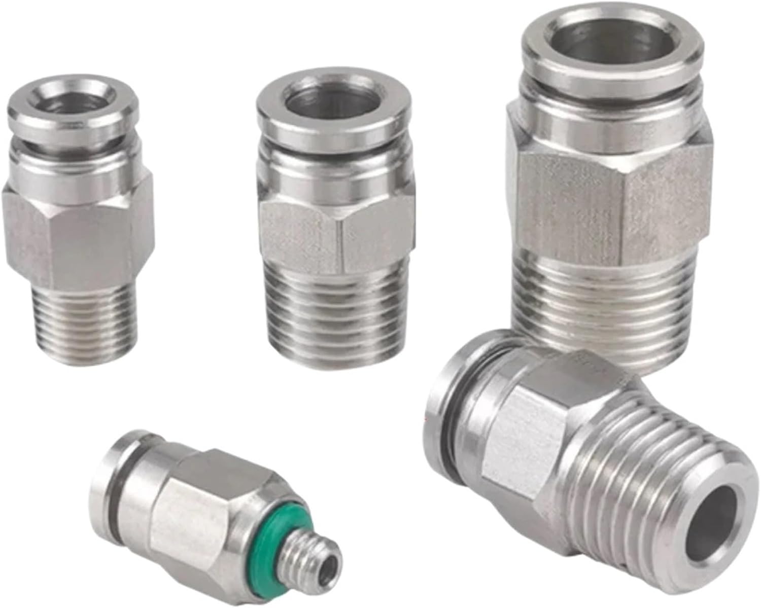 1pcs PC 1/8" 1/4" 3/8" 1/2" BSPT NPT Male 4 6 8 10 12 14 16 mm Tube Stainless Pneumatic Fitting Quick Push In Connect Air Compressor(BSPT SS304,10MM_3/8")