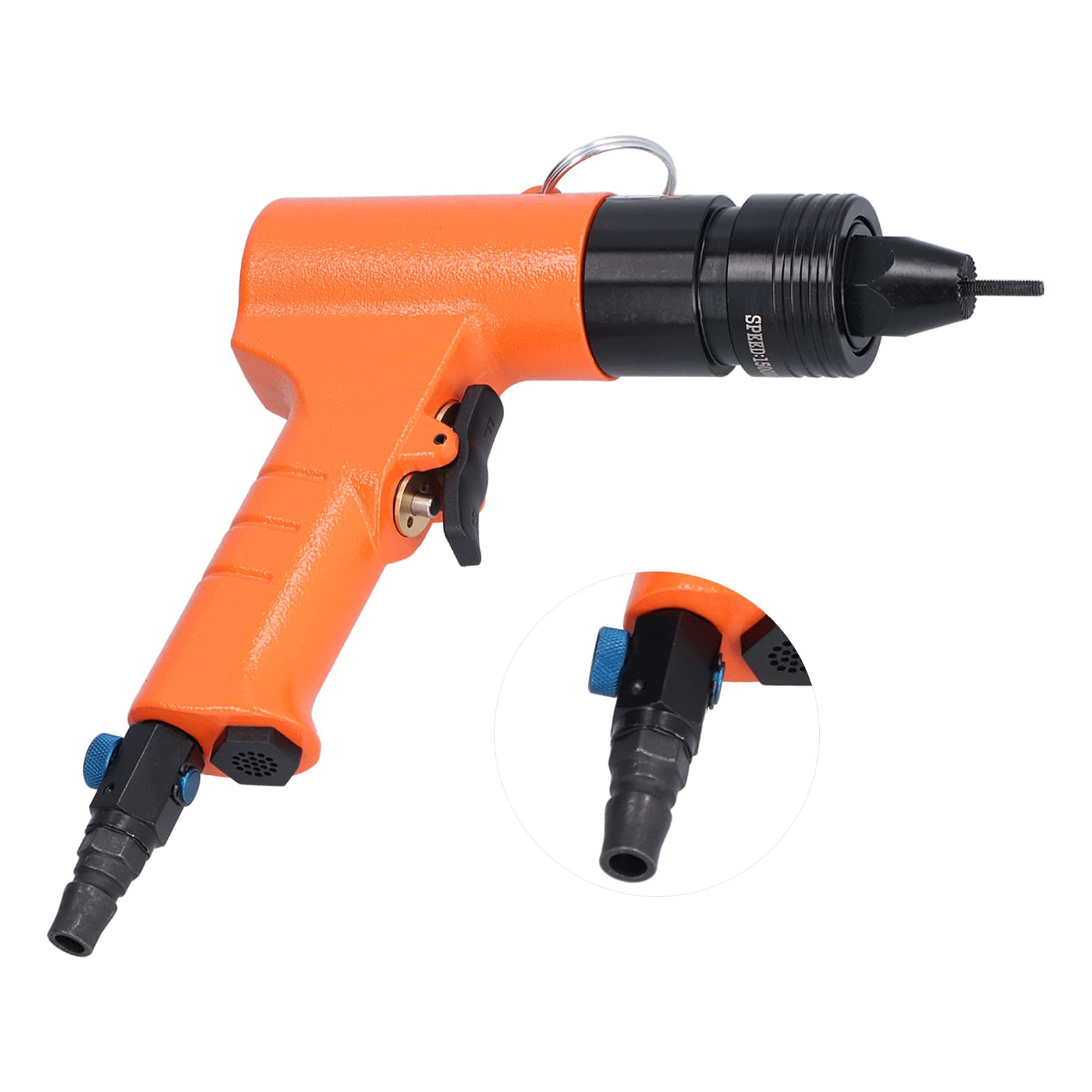 Pistola Neumática para Tuercas de Remache, Remachadora Neumática Autoblocante de Alta Precisión de 1500 RPM, Remachadora de Aire Automática con Puntas de Reemplazo Rápido para Placas de Metal,
