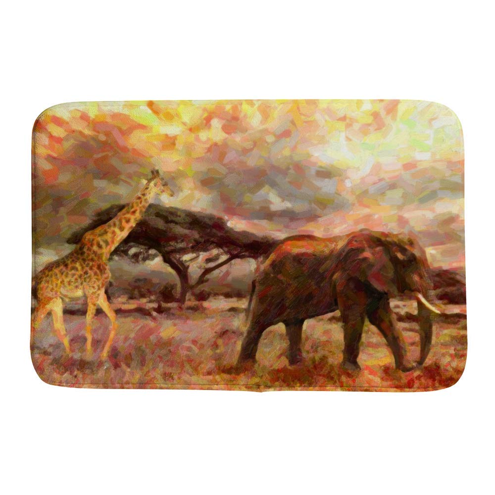 Tapis de bain girafe pour petit espace et décoration de douche aquarelle sauvage Ruchen
