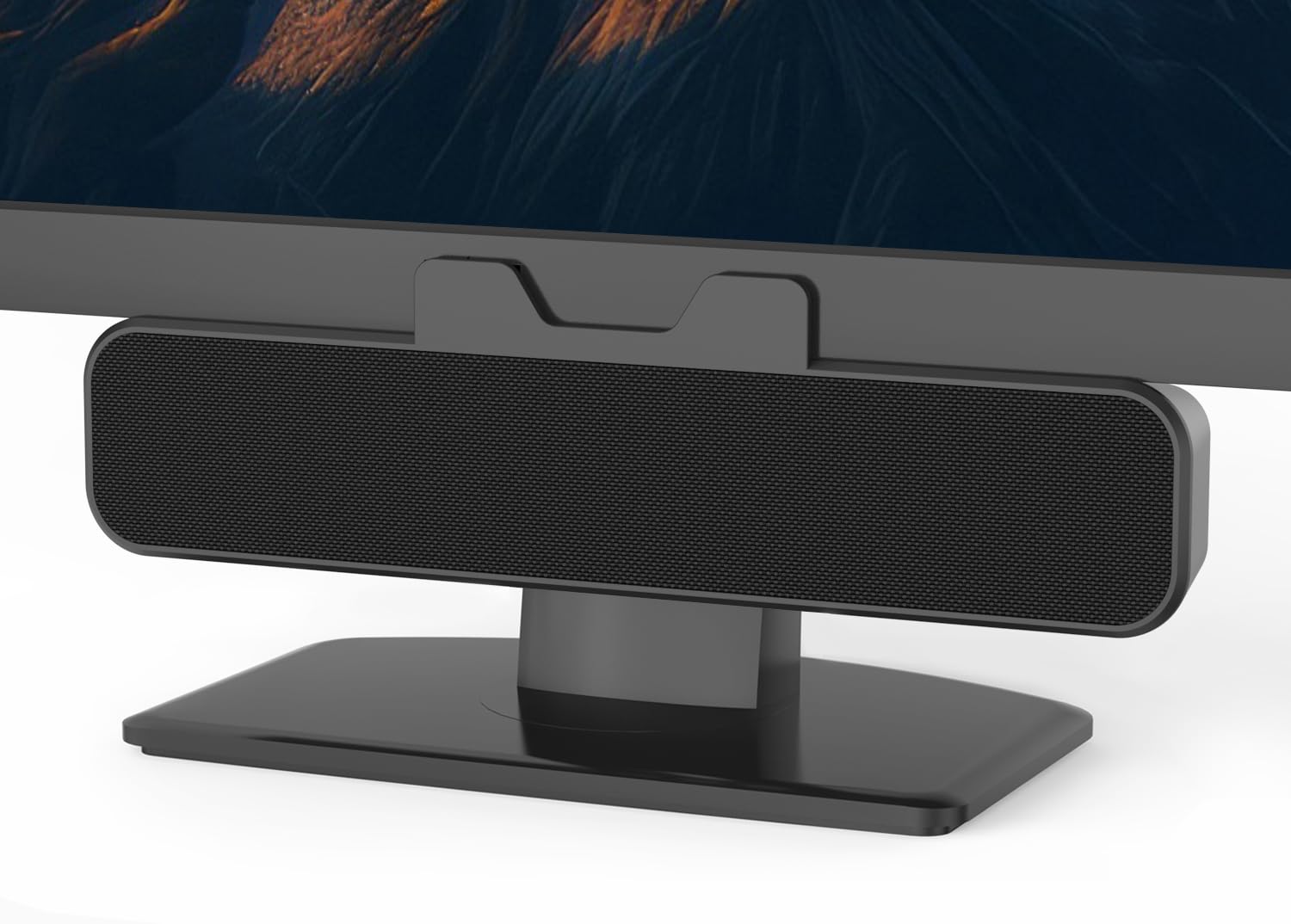 INGA USB-Lautsprecher für Computer-Monitor und Laptop, Clip-On Desktop-Soundbar, USB/C-PC-Lautsprecher, geeignet für Desktop, Laptop und Mac (Schwarz