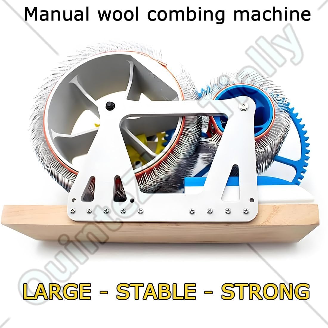 Wooden Wool Blending Board,Manual Wool Carding Machine,Manual Wools Felt Drum Carder,Fast Color Mixing,for DIY Craft Make Felt Animals,Handmade Enthusiasts DIY Wool Felt Blackwhite