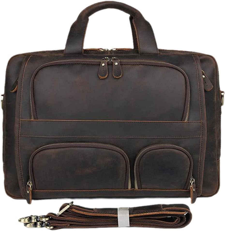Briefcase Bag For Men, Vintage Handbag Laptop Briefcase Crazy Horse Leather Business Bag