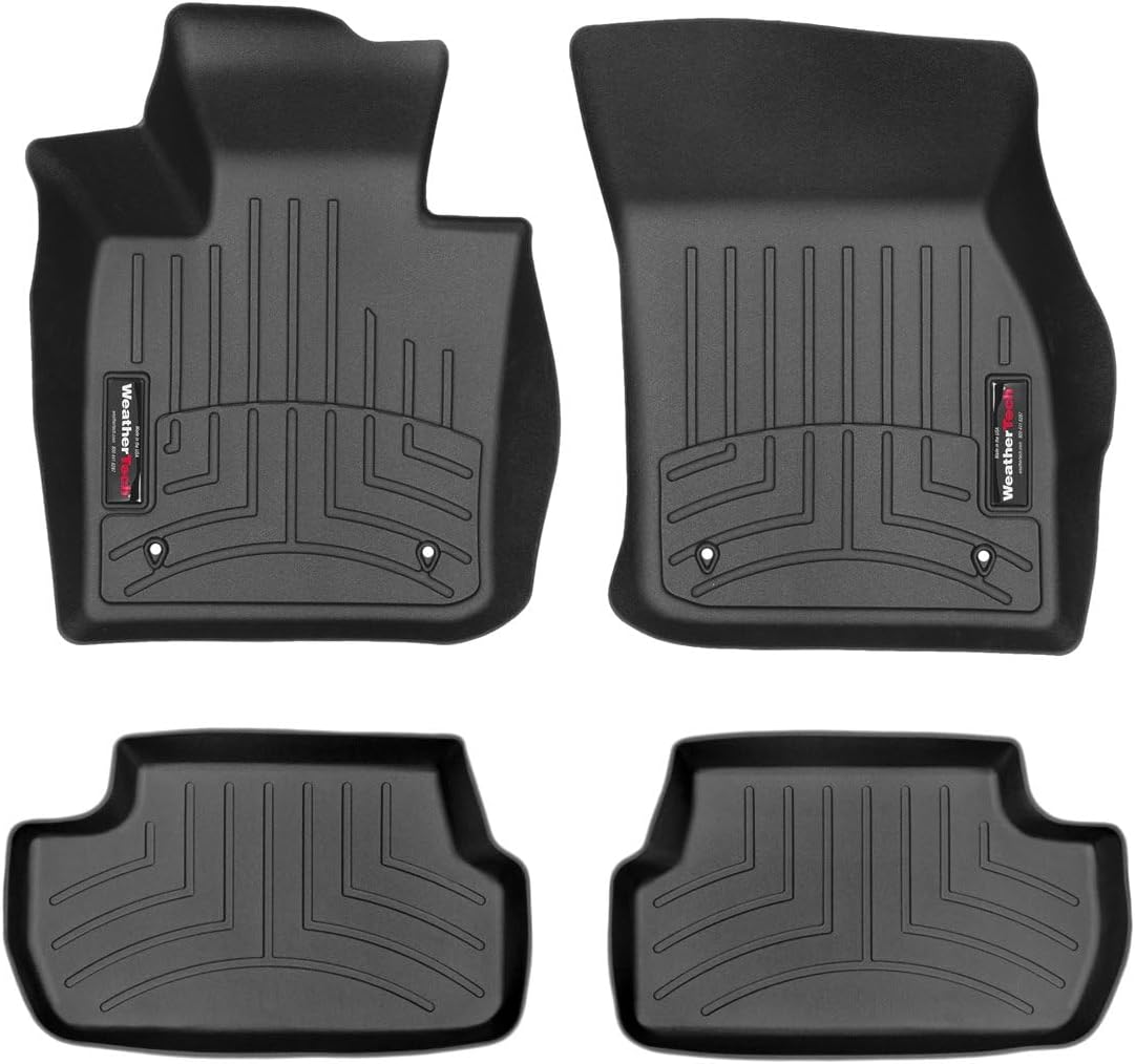 WeatherTech Custom Fit FloorLiners for MINI Cooper SE (Electric), Hardtop, 1st & 2nd Row (44675-1-2), Black