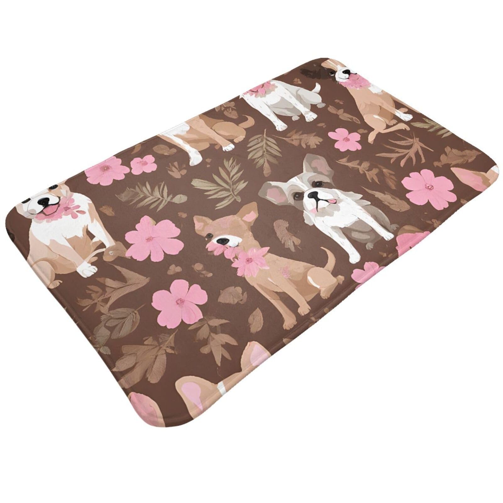 English Bulldogs Print Living Room Bathroom Kitchen Anti Slip and Absorbent Carpet, Indoor Entrance Door Muddy Floor Mat, Ultra Soft Washable Carpet 21x31.5 Inches