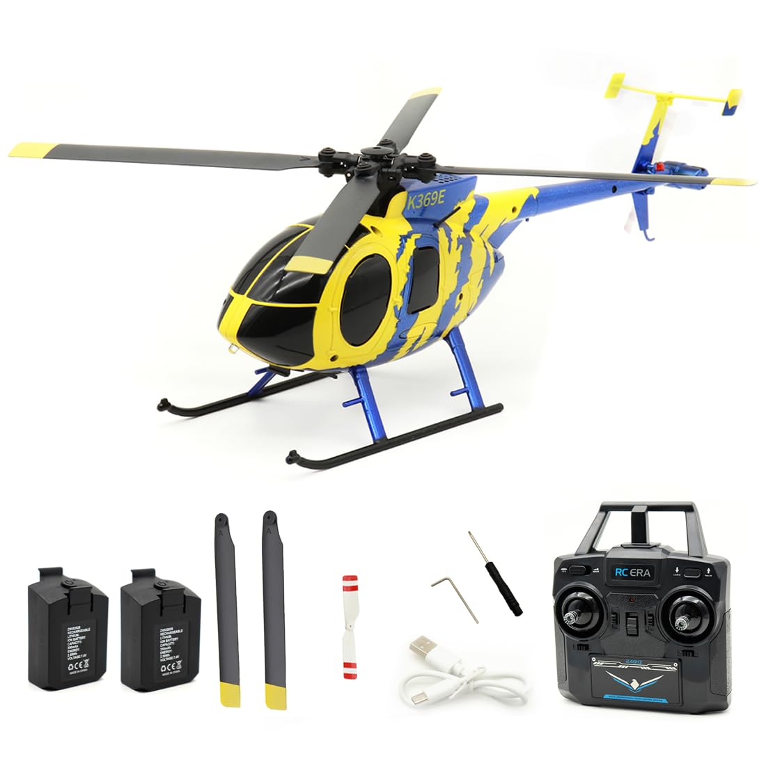 RC ERA C184 MD500 - Elicottero radiocomandato, 2,4 G, motore brushless a 4 canali, con giroscopio e posizione ottica, regalo per hobby per adulti