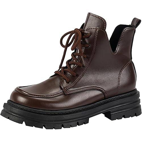 Women's Ankle Boots & Booties Low Chunky Block Heel Fashion Festival Lace-Up Combat Boots Military Boots for Women