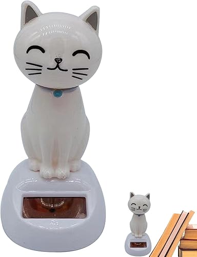 Miniatura 26 de Solar Cat Bobble Head - Juguete para gatos bailando con energía solar para tablero o escritorio gris