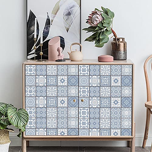 Dunxiles Stick on Tiles Duck Egg Blue Modern Tile Stickers PVC Self Adhesive Wall Tiles Heat Resistant Tile Stickers for Kitchen Bathroom Waterproof Peel and Stick Floor Tiles Tile Paint
