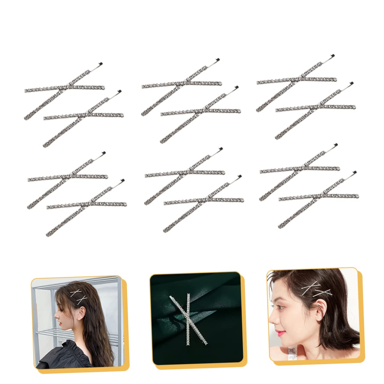 Housoutil 48 Piezas pasador de pelo de diamante accesorios para el cabello de mujer pasadores de pedrería para mujer decoración de horquillas de de imitación Gancho bien