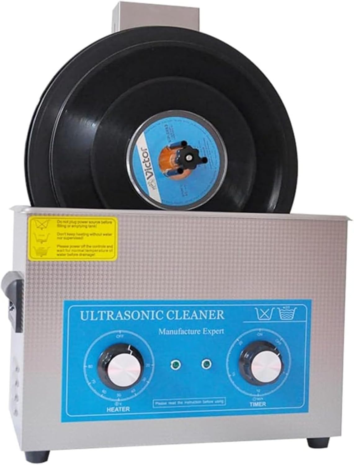 Ultrasonic Record Cleaner, 6.5l Ultrasonic Vinyl Disc Cleaner, 0-30 Minute Timer and Temperature Control, Dual Frequency Vibration Cleaning, for Metal, Glasses, Jewellery Etc