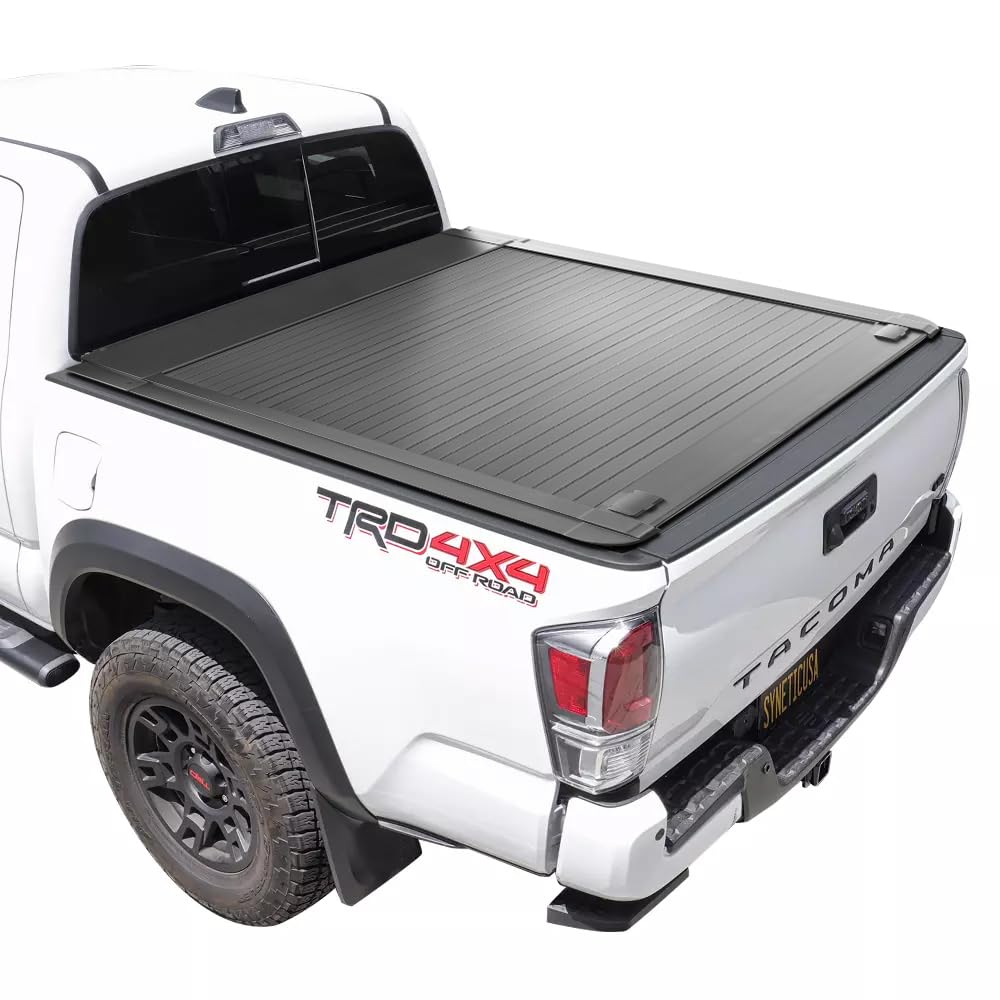 Syneticusa MB Retractable Tonneau Cover | 2016–2026 Toyota Tacoma 5ft (60") Short Bed | 6063-T5 Aluminum | Double Lock | 3-Year Warranty | Waterproof Low Profile Hard Truck Bed Cover 2016-2026 Tacoma 5ft Bed