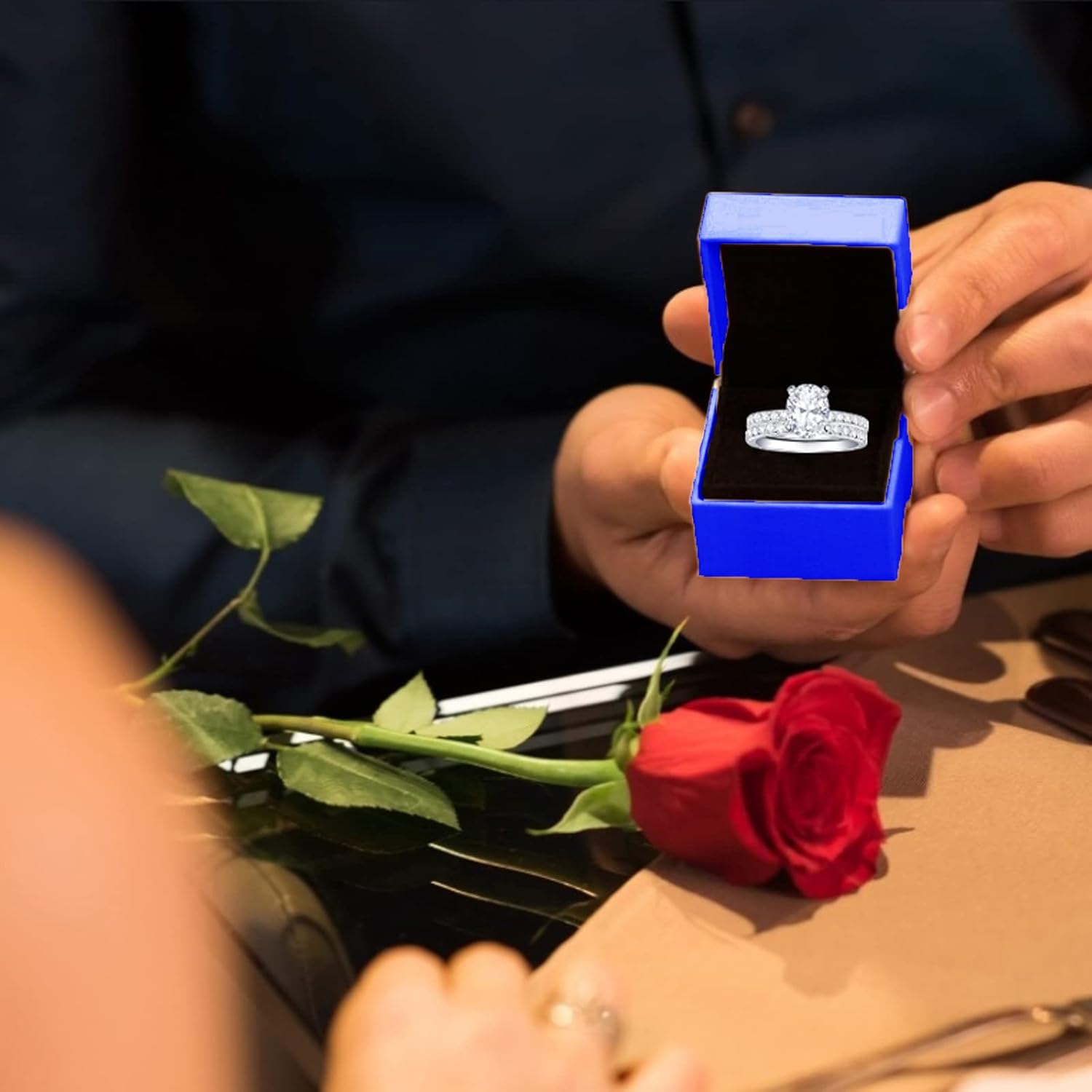 2 Carat Oval Engagement Rings Set for Women | Cubic Zirconia Wedding Sets | Wedding Band Ring | Promise Rings for Her 18K White Gold Plated Jewelry Gifts Size 4-11 - Image 7