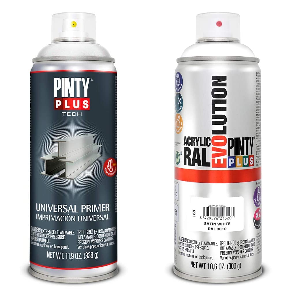PINTYPLUS TECH 214 Spray Imprimacion 520cc Universal Blanca I101, Non Concerné, Estándar & Pintura spray Acrílica Satinada PINTYPLUS EVOLUTION 520cc Satin white Ral 9010