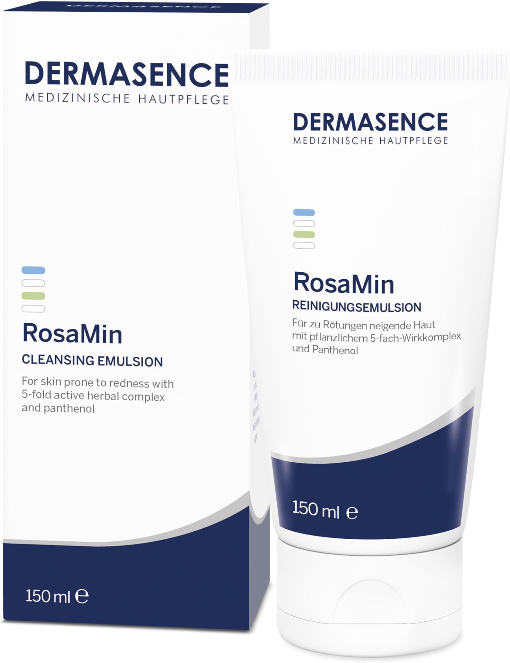 DERMASENCE RosaMin Cleansing Emulsion 150 ml, Gentle facial cleanser for redness, fragrance-free, soap-free, ideal for sensitive skin and rosacea, makeup remover, moisturizing, vegan