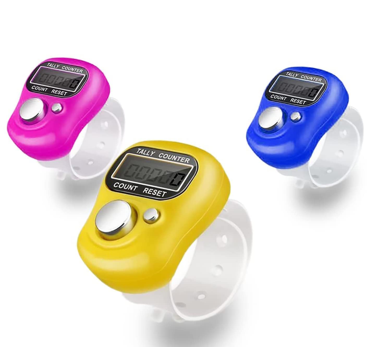 BLACKSHEEP Mini Hand Tally Counter (Pack of 3) Finger Ring Digital Electronic Head Count,Japa Counter Counting Machine for Mantra Jap and Cricket Umpire and Various Counting Purpose Small-Multicolor-image-16