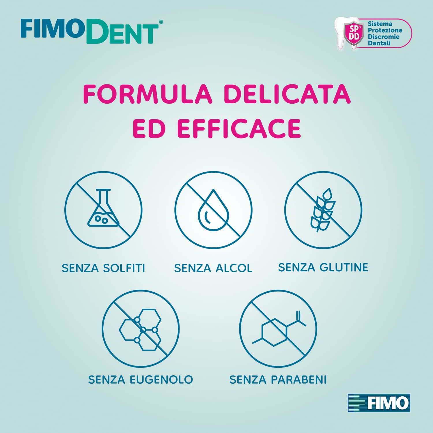 Fimodent Collutorio - Clorexidina 0.20% con SPDD (Sistema Protezione Discromie Dentali) e gradevole gusto menta - Trattamento antiplacca e antibatterico intensivo - 200ml