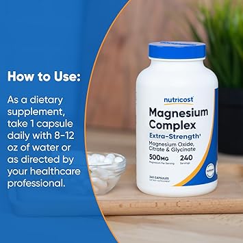 Nutricost Magnesium Complex Extra Strength 500mg, 240 Capsules - Magnesium Oxide, Citrate, and Glycinate - Gluten Free and Non-GMO