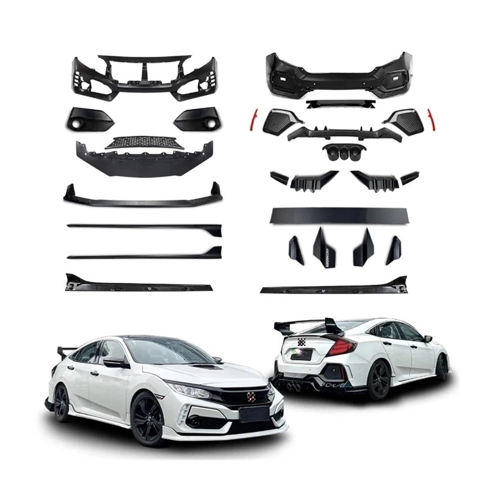 Car Body Kit Mugen Style ，Compatible For Civic 10th FK7 Sedan