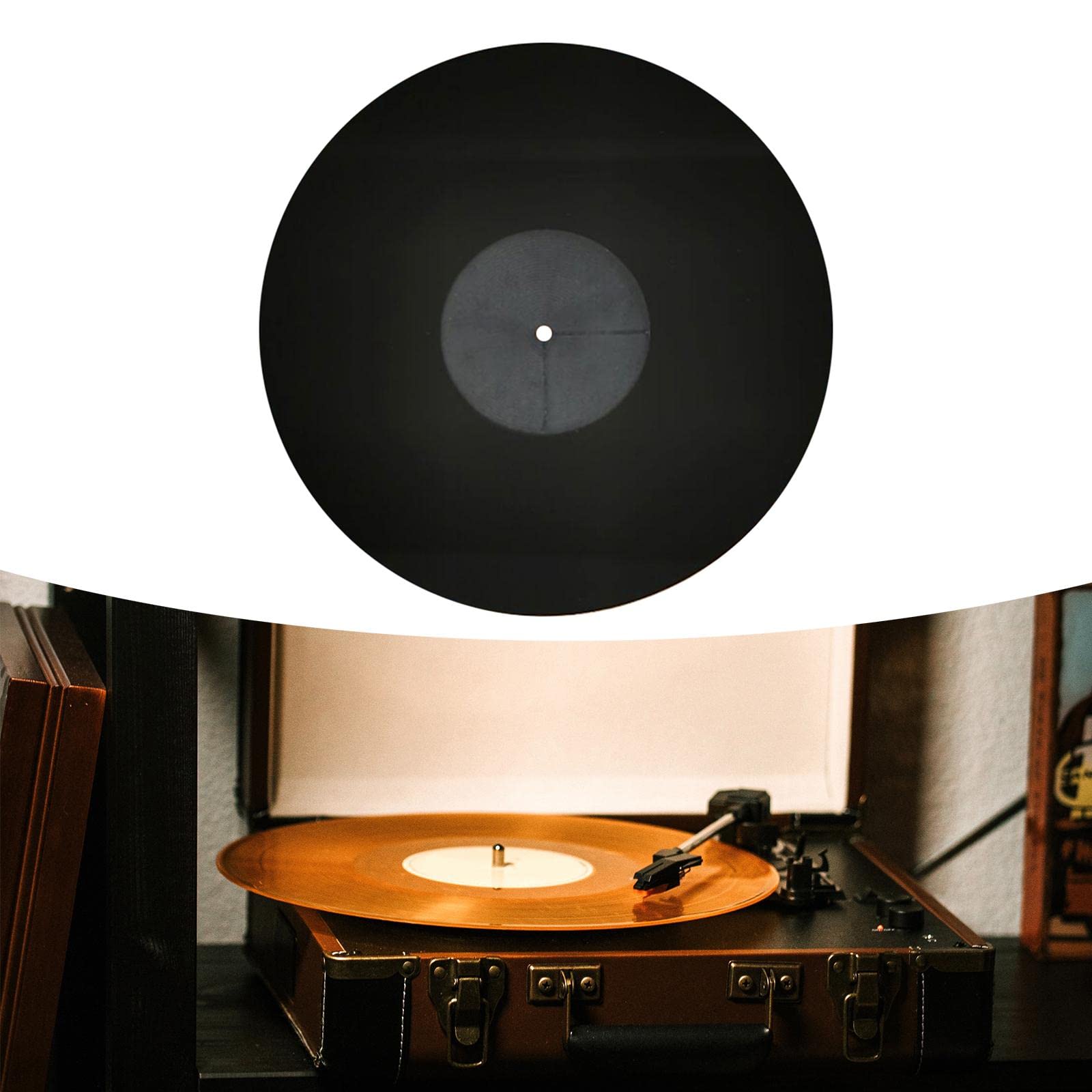 Set di 2 tappetini per giradischi in acrilico da 30,5 cm, per giradischi in vinile, nero, diametro: 29,5 cm