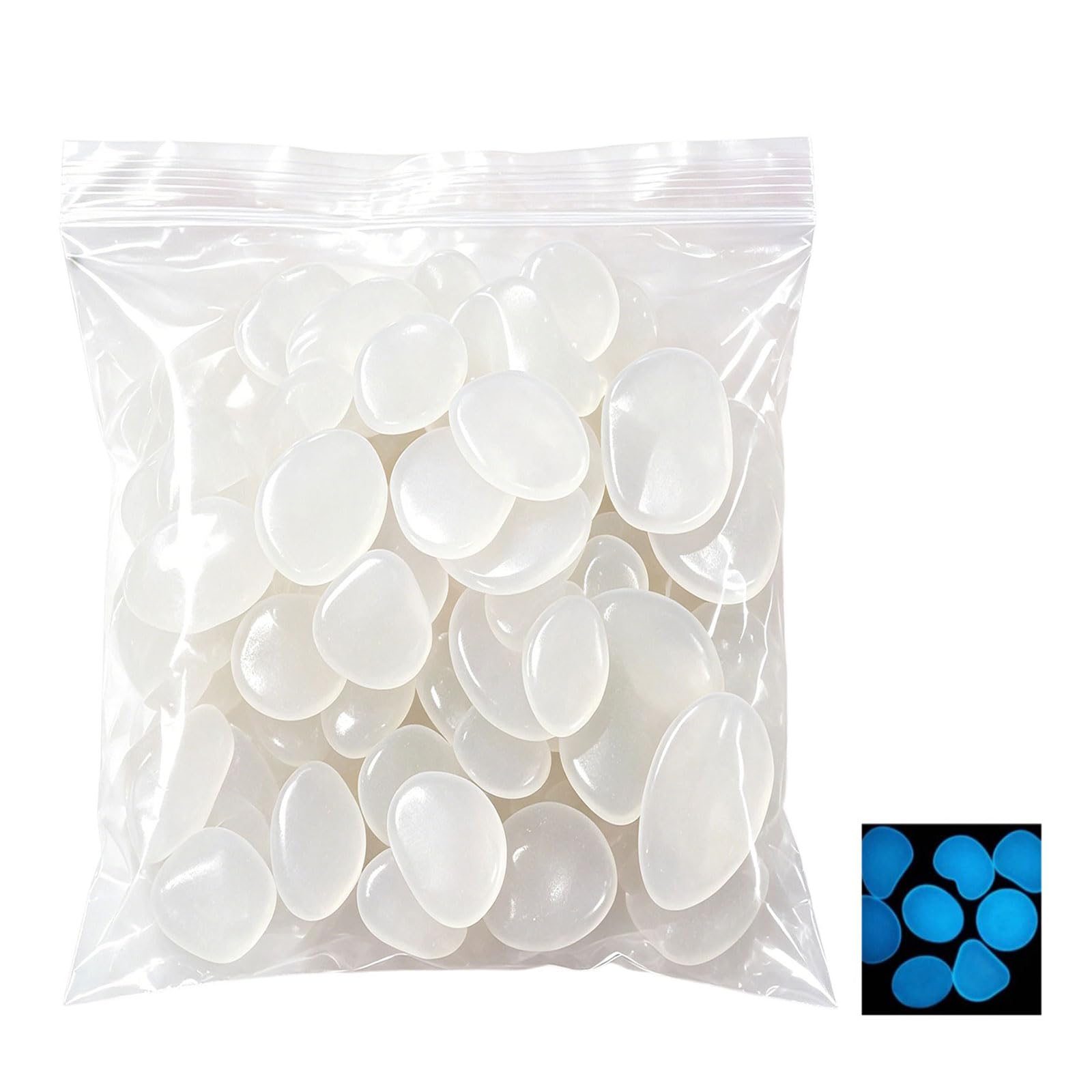 Tsophreniq 100PCS Resin Glowing Rock Nighttimes Glowing Stone for Home Decoration Water Feature and Craft Projects Fluorescent Shingle for Marinepark