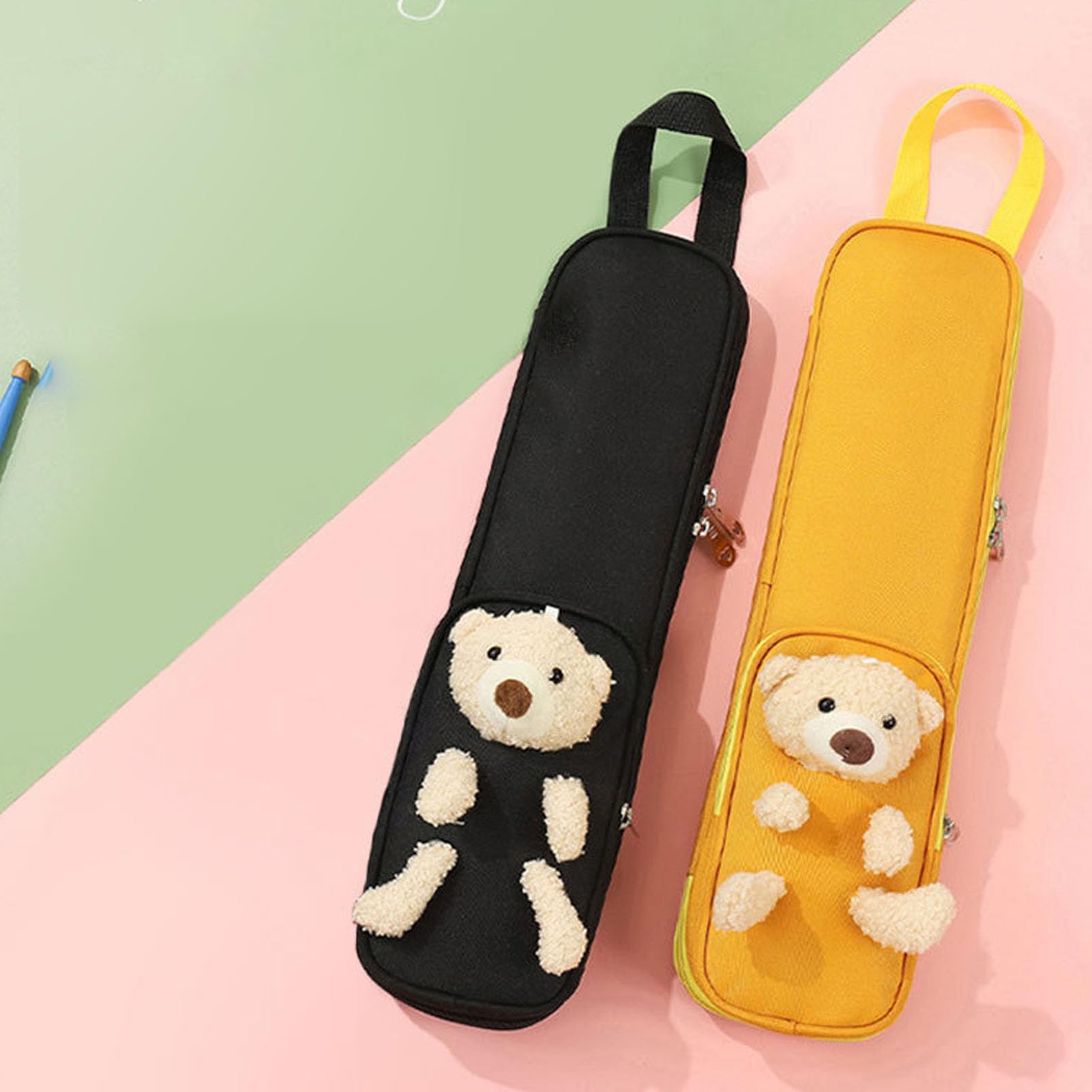 Ejoyous Porta Bacchette per 6 Paia, Motivo Orso in Tessuto Oxford (YELLOW)