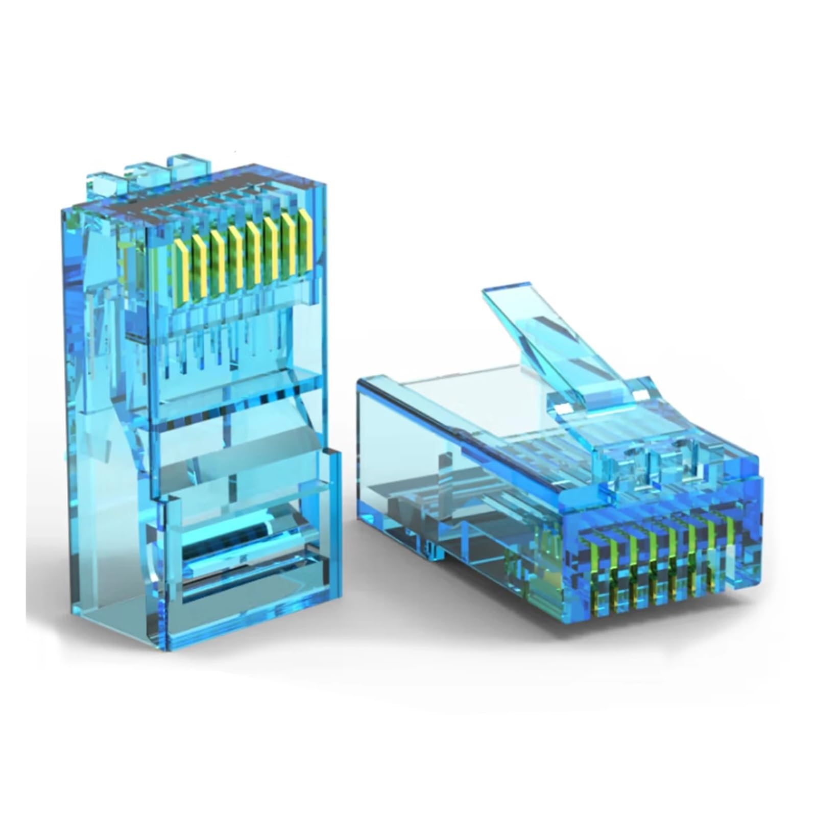 Cable Ethernet CAT6/5e RJ45 chapado en oro, conector modular Ethernet estándar (100 unidades, azul)